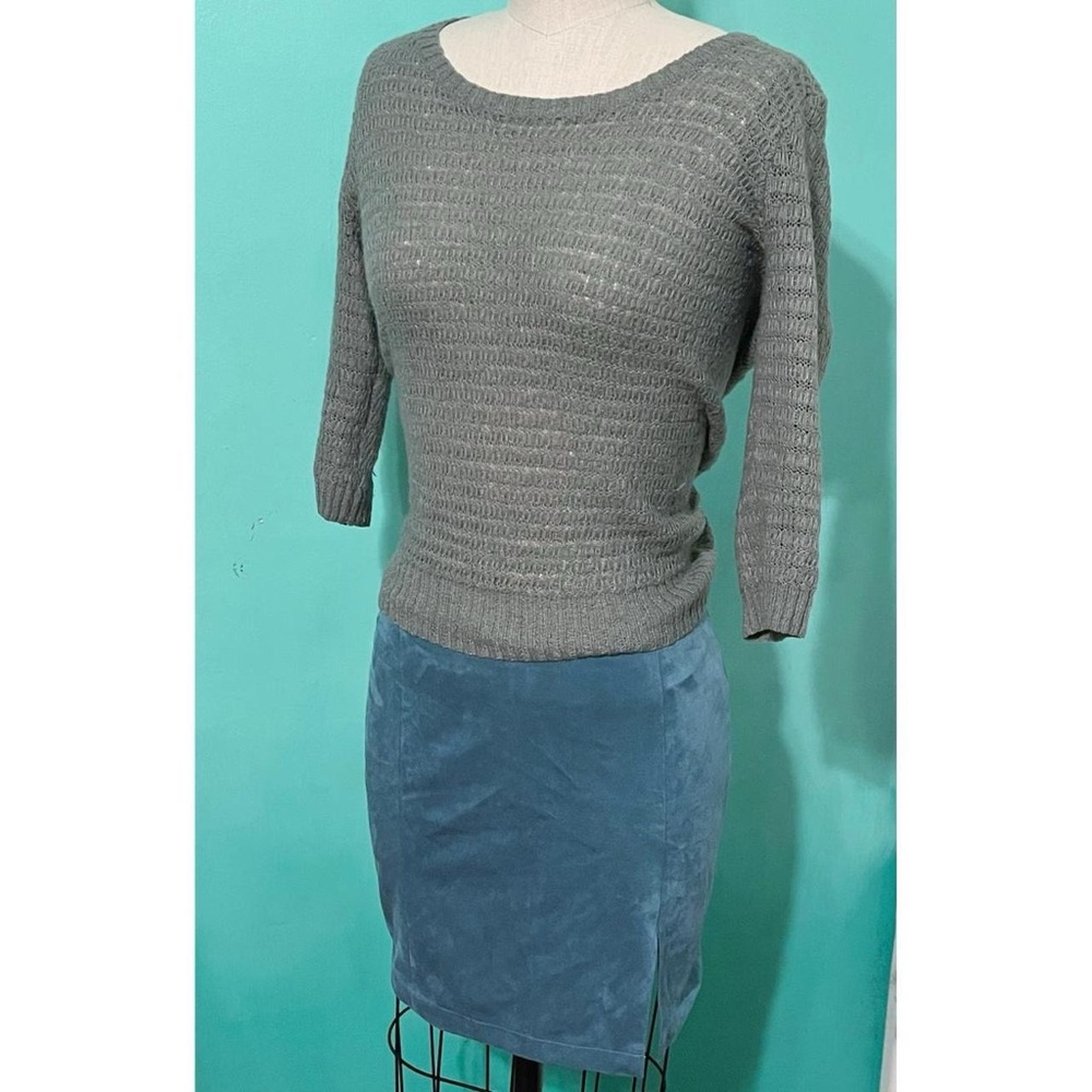 Blue Faux Suede Pencil Skirt 💎